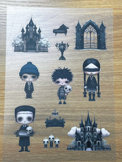 S117 The Addams Family sticker pet precut A5 size 4 pieces