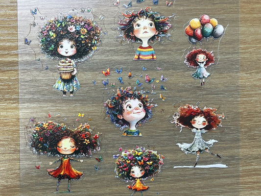 E-148 Wild Bloom Children 3D Embossed sticker 1 piece