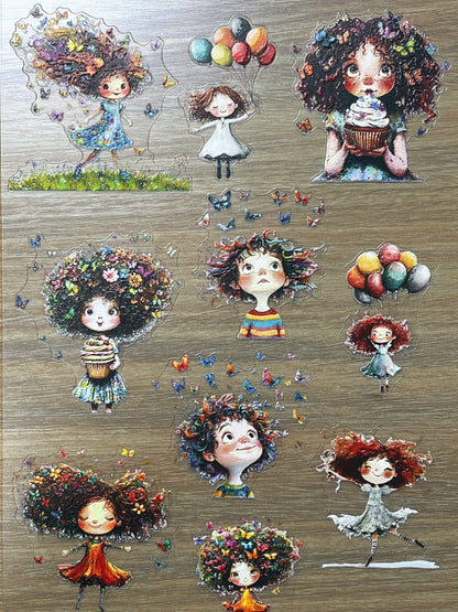 E-148 Wild Bloom Children 3D Embossed sticker 1 piece