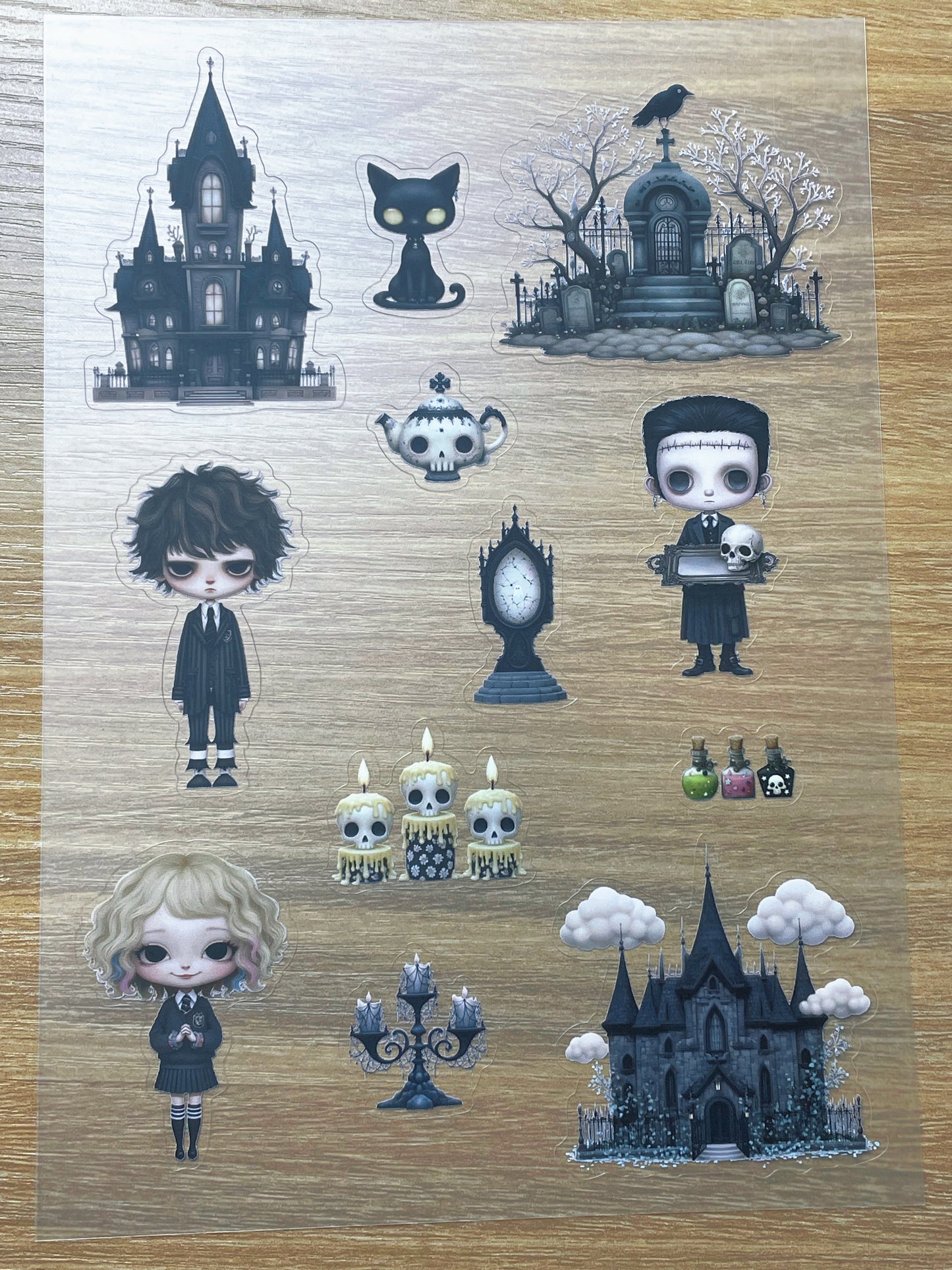 S117 The Addams Family sticker pet precut A5 size 4 pieces