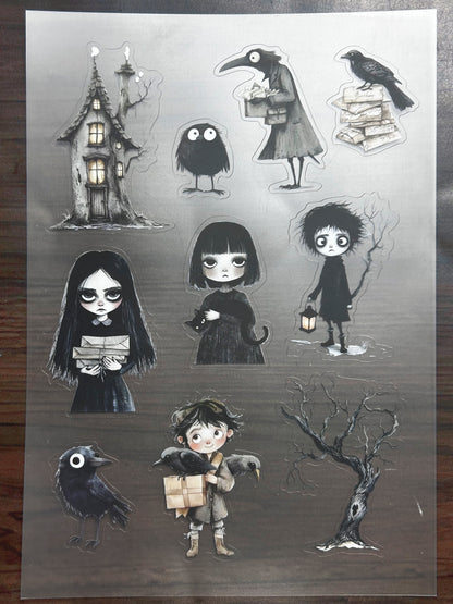 S-181 Dark Mail sticker pet precut A5 size 5 pieces