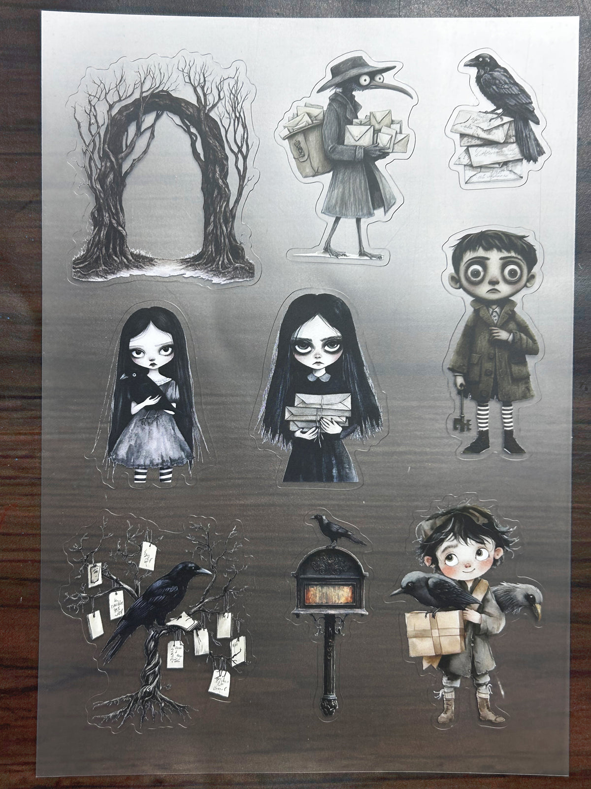 S-181 Dark Mail sticker pet precut A5 size 5 pieces