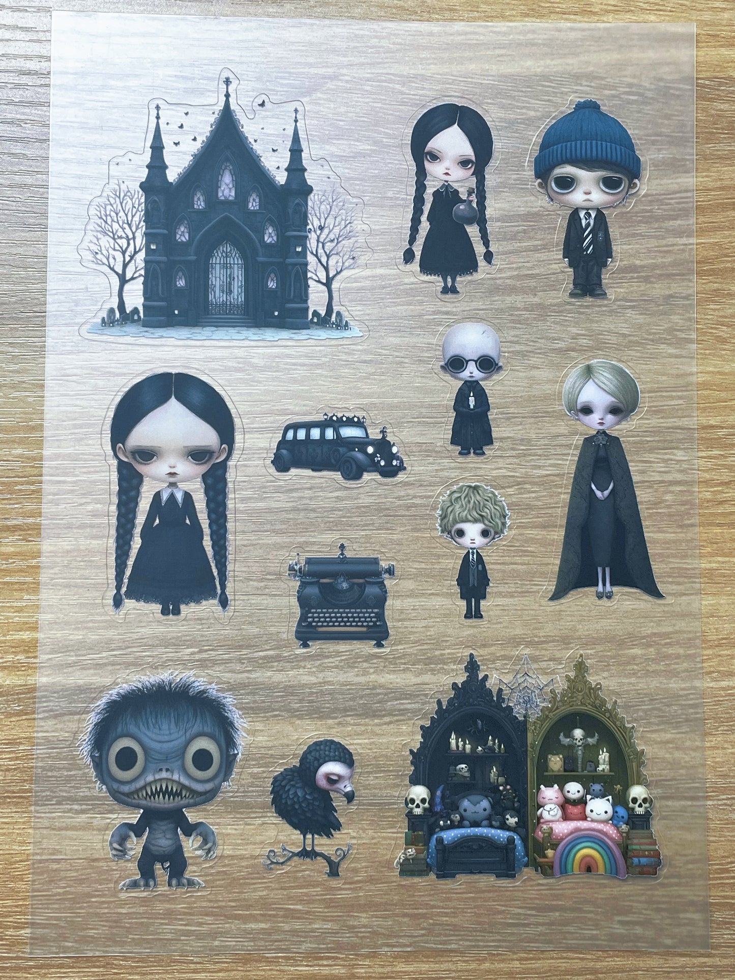 S117 The Addams Family sticker pet precut A5 size 4 pieces