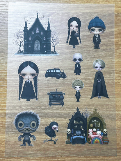 S117 The Addams Family sticker pet precut A5 size 4 pieces