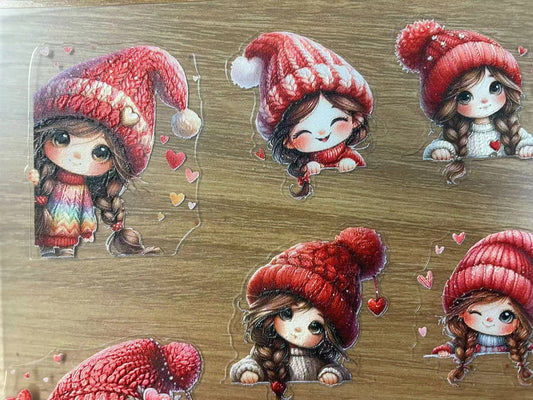 E-32 Valentine peaking girl 3Dembossed sticker one piece