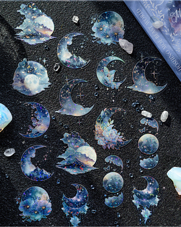 S-31  Ice Crystal PET 3D Laser Silver Sticker Starry Sky Secret Realm Series 6Style