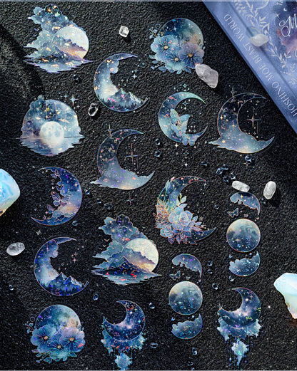 S-31  Ice Crystal PET 3D Laser Silver Sticker Starry Sky Secret Realm Series 6Style