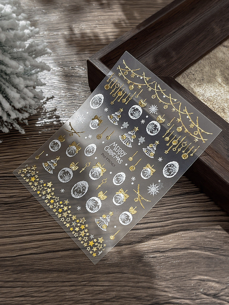 mini-8 Embossed Christmas Snowflake Ball Stickers