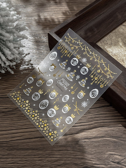 mini-8 Embossed Christmas Snowflake Ball Stickers
