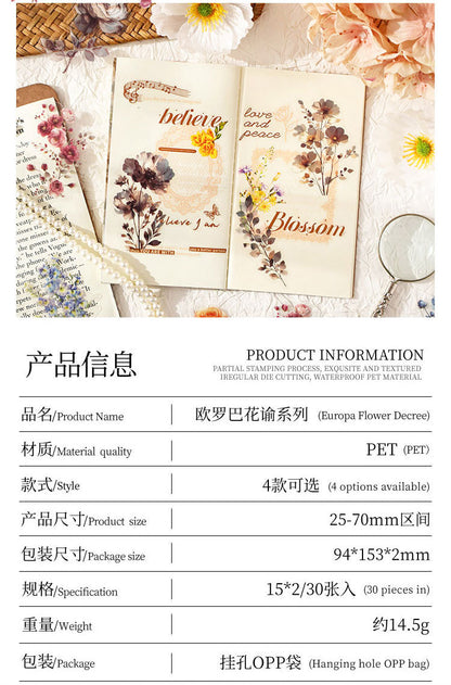 S-41 Flower Series Floral Journal Decoration Collage Material Base Stickers