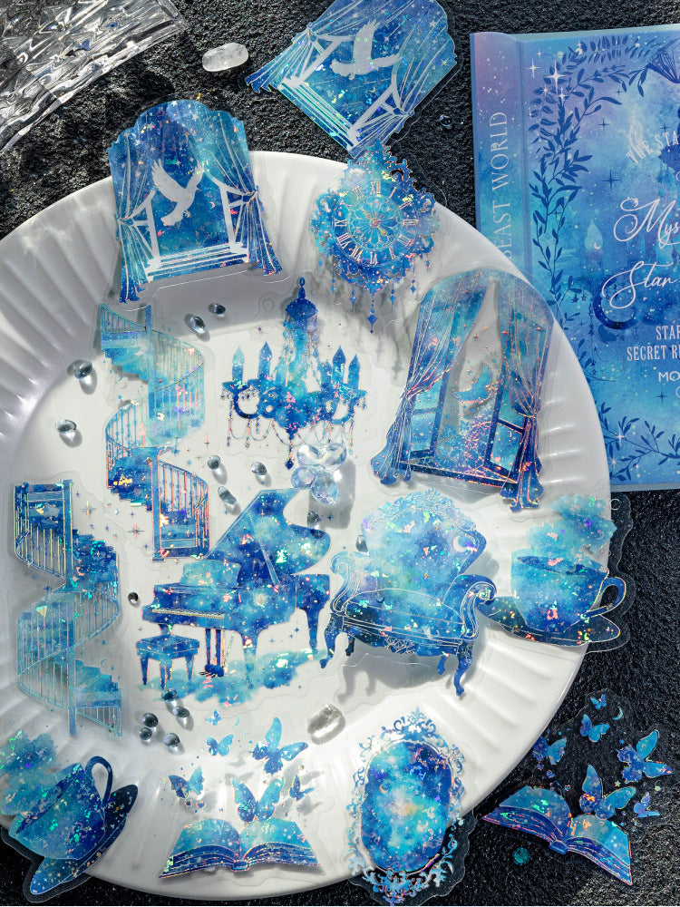 S-31  Ice Crystal PET 3D Laser Silver Sticker Starry Sky Secret Realm Series 6Style