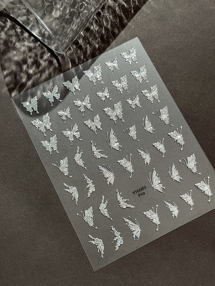 MINI-13 Silver Butterfly Stickers