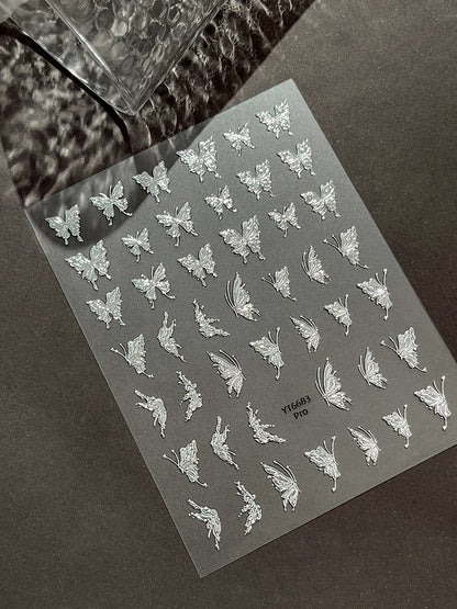 MINI-13 Silver Butterfly Stickers
