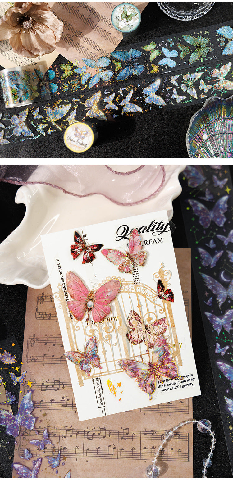 S-28 Ancient Forest PET Adhesive Tape Ice Crystal Butterfly Series 4Style