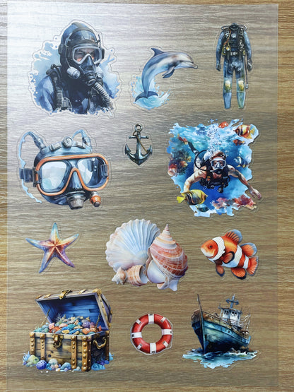 S59 Deep Diving Adventure  sticker pet precut A5 size 2 pieces