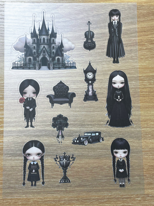 S117 The Addams Family sticker pet precut A5 size 4 pieces