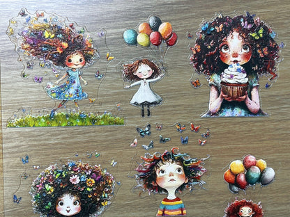 E-148 Wild Bloom Children 3D Embossed sticker 1 piece