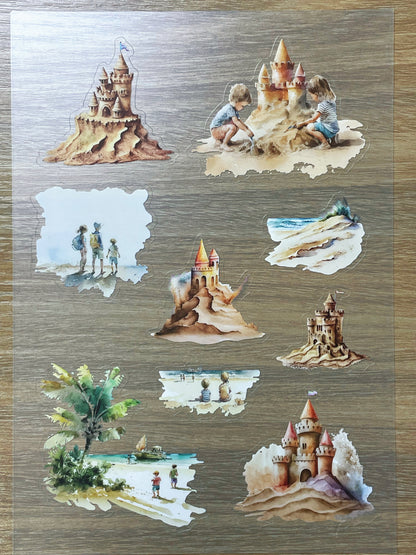 S74 Coast Sandcastle  sticker pet precut A5 size 3 pieces