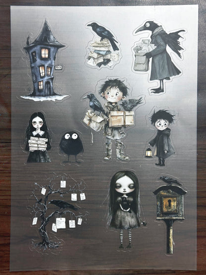 S-181 Dark Mail sticker pet precut A5 size 5 pieces