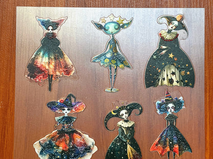 E-132 Starry-Night Witches 3D Embossed sticker 1 piece