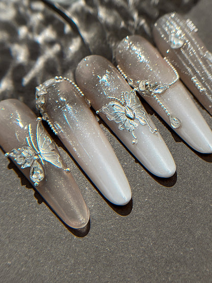 MINI-13 Silver Butterfly Stickers