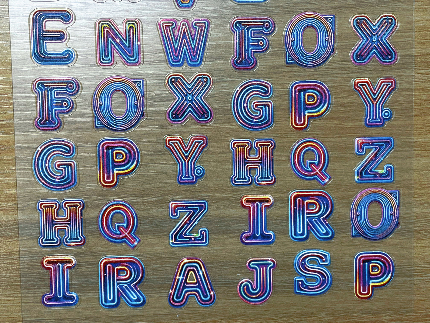 E-109 Neon Letter Trails 3D Embossed sticker 1 piece