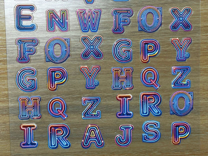 E-109 Neon Letter Trails 3D Embossed sticker 1 piece
