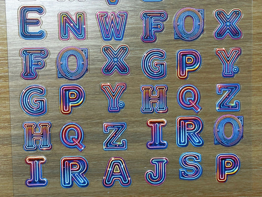 E-109 Neon Letter Trails 3D Embossed sticker 1 piece