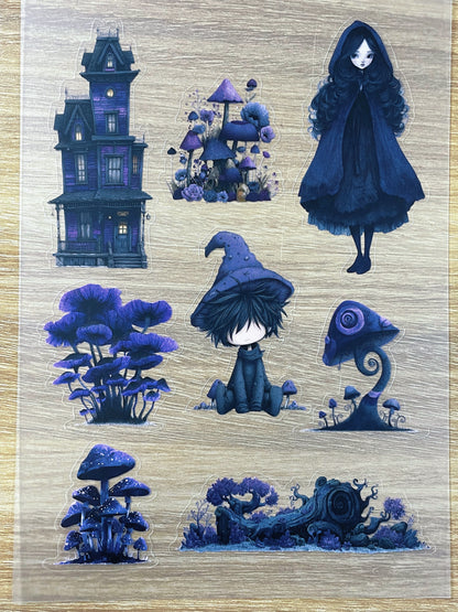 S31 Whispers of the Night Mushrooms  sticker pet precut A5 size 2 pieces