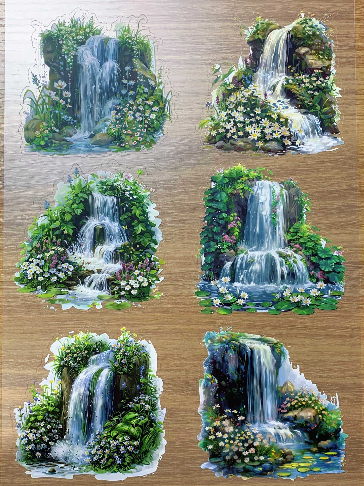 S92 Green Cliff Waterfall sticker pet precut A4 size 2 pieces