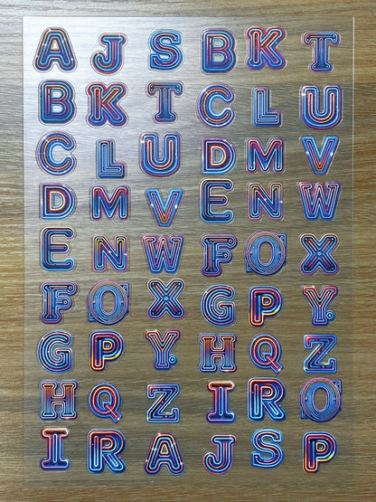 E-109 Neon Letter Trails 3D Embossed sticker 1 piece