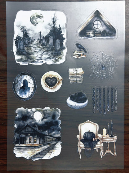 S-182 Cozy Halloween sticker pet precut A5 size 6 pieces