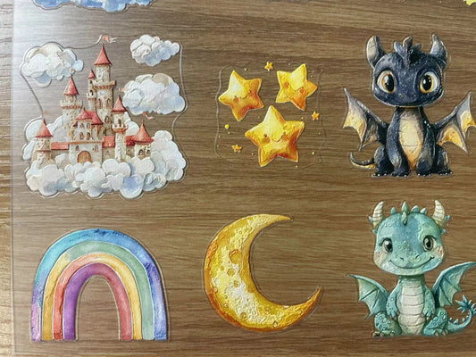 E-37 Fantasy baby dragon 3Dembossed sticker one piece