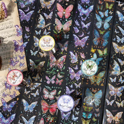 S-28 Ancient Forest PET Adhesive Tape Ice Crystal Butterfly Series 4Style