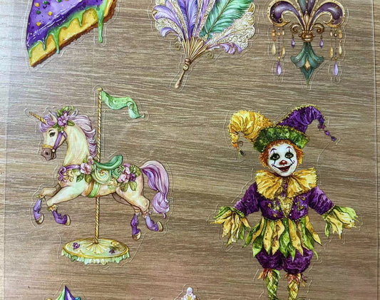 S12 Mardi Gras sticker pet precut A5 size 2 pieces