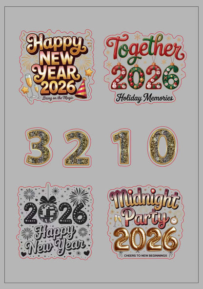 Sticker Book-4 New Year Sticker Book (10 pieces pet precut and 10 pieces washi background stickers)