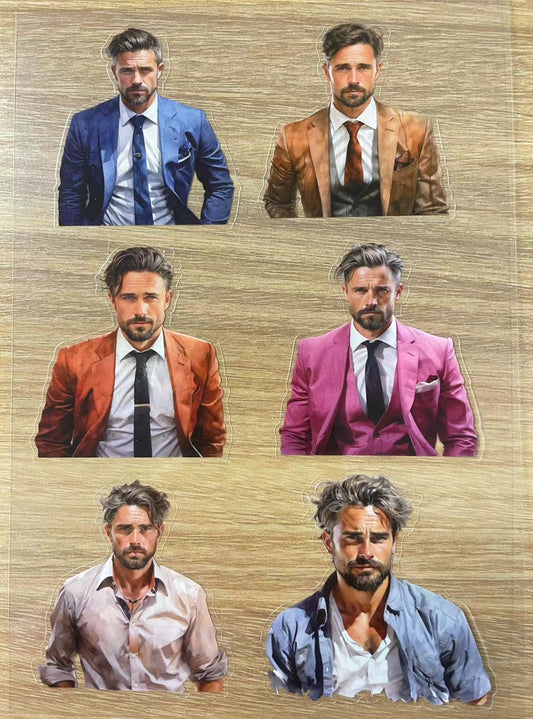 S14 Masculine beard men sticker pet precut A5 size 3 pieces