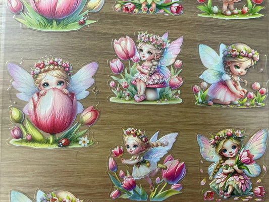 E-31 Tulip fairy 3Dembossed sticker one piece
