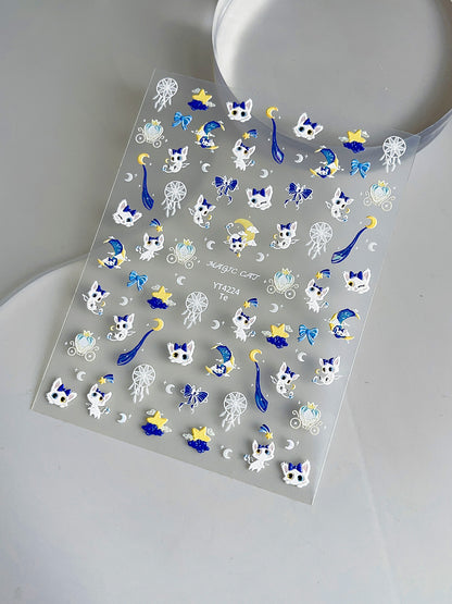 MINI-11 Shell Light Bowknot Kitten Stickers
