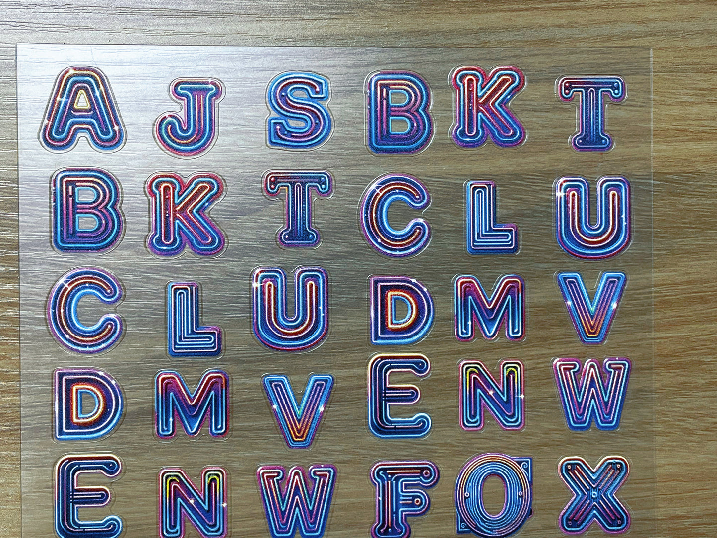 E-109 Neon Letter Trails 3D Embossed sticker 1 piece