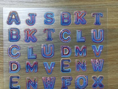 E-109 Neon Letter Trails 3D Embossed sticker 1 piece