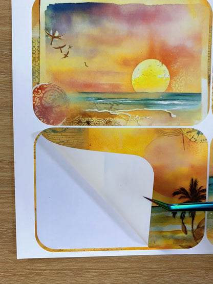 A-040  ATC background precut sticker  A4 size（1Pieces)