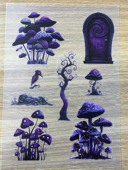 S31 Whispers of the Night Mushrooms  sticker pet precut A5 size 2 pieces