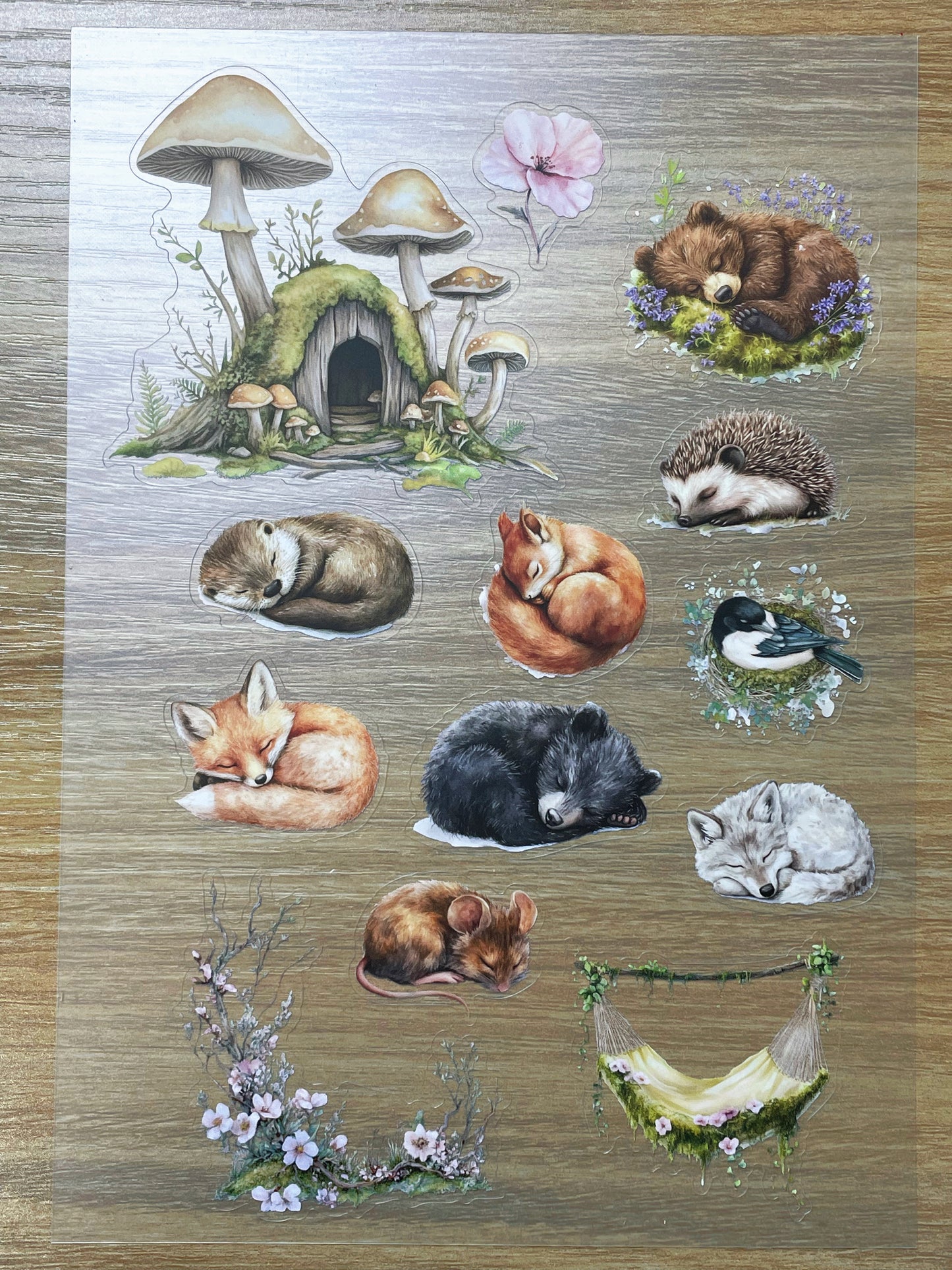 S60 Forest Sleeping Creatures  sticker pet precut A5 size 3 pieces
