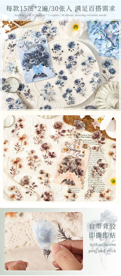 S-41 Flower Series Floral Journal Decoration Collage Material Base Stickers