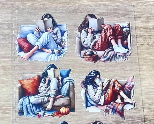 S5 Cozy Reading couch girl pet precut A5 size 2 pieces