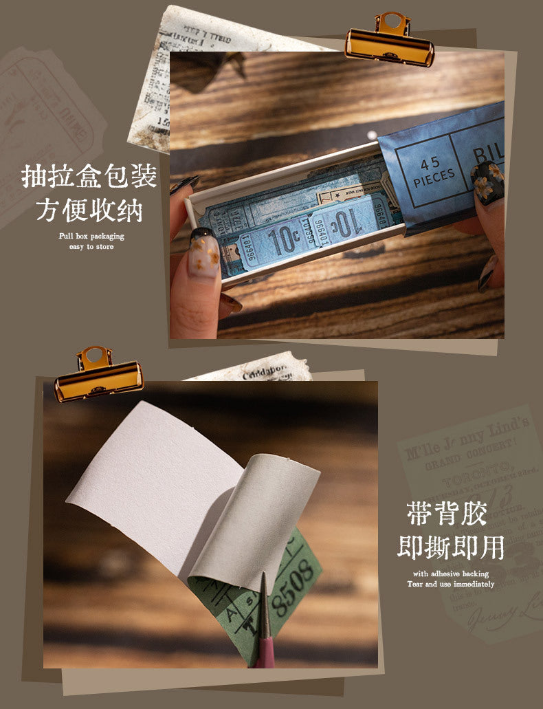 S-40  Retro Ticket Box Sticker Pack 6Style