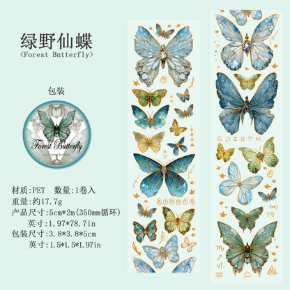 S-28 Ancient Forest PET Adhesive Tape Ice Crystal Butterfly Series 4Style