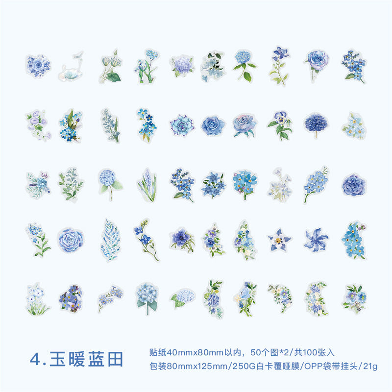 S-10 PET Stickers Flower Season Series Plant and Flower 6 Options