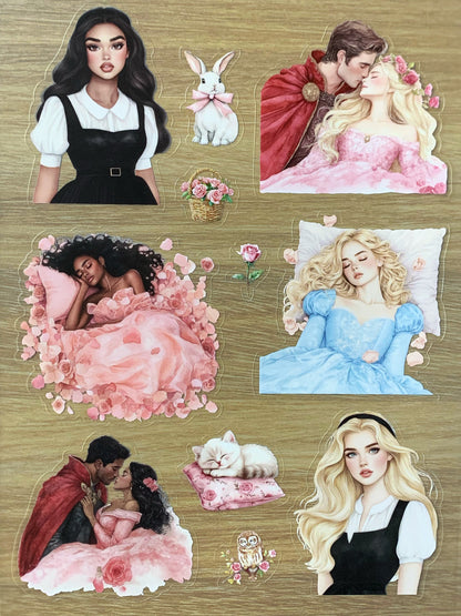 S43 Sleeping Beauty  sticker pet precut A5 size 7 pieces